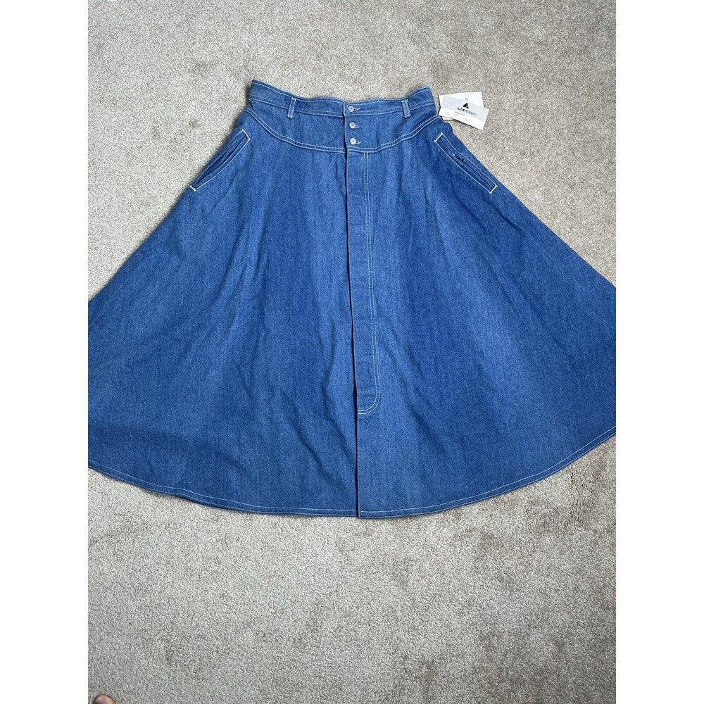 NWT VTG 90s Y2K Lizwear Button Front Denim Skirt Sz 12 A-line Flared-Hem Western
